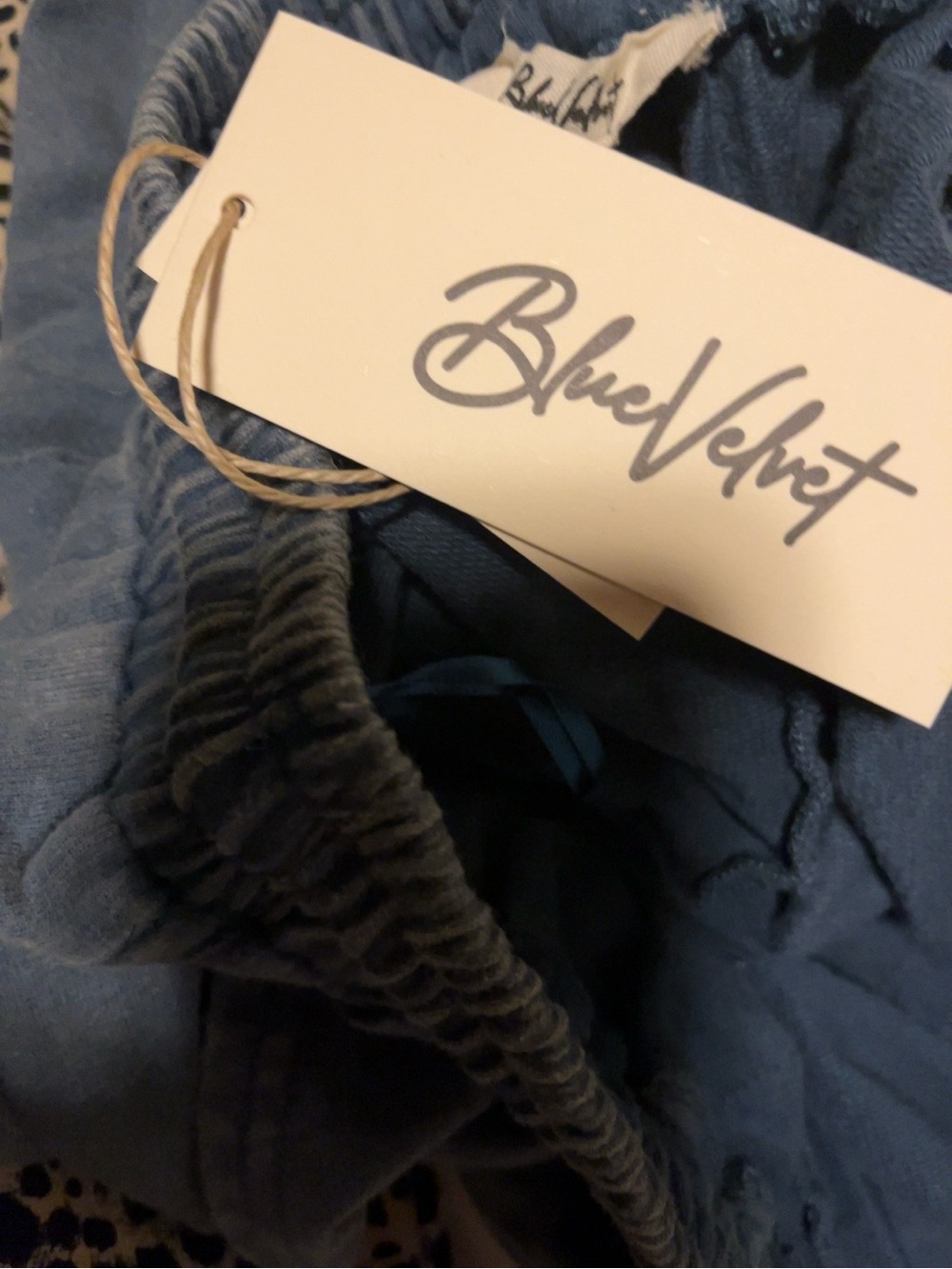 BlueVelvet NWT XL Washed Indigo Wide Leg Boho Pants Drawstring w/Pockets - Picture 7 of 7